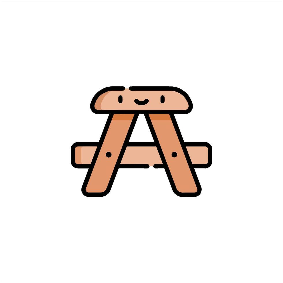 A wooden picnic table icon on a white background vector