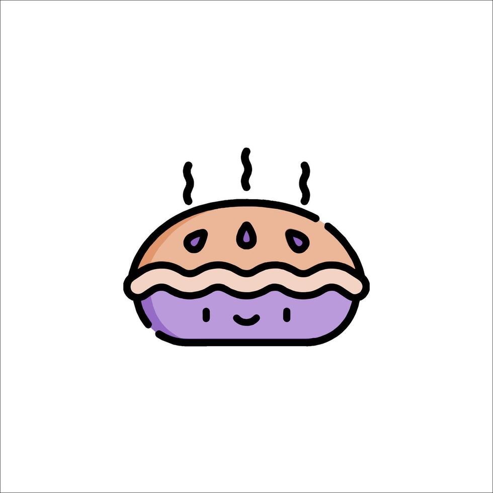 A cartoon pie with a face on it vector