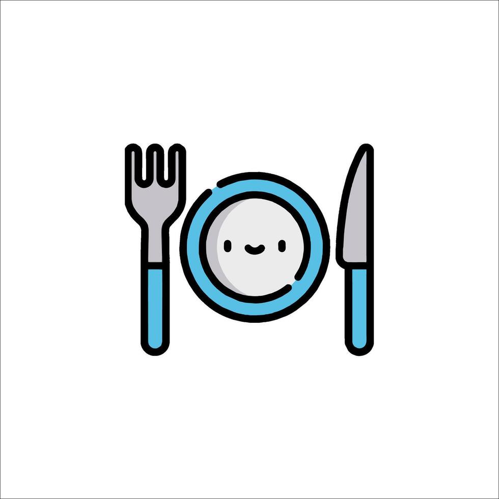 A plate with a fork and knife on it vector