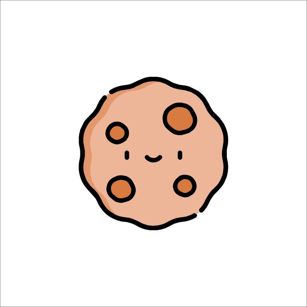 A cartoon cookie with a smiley face vector