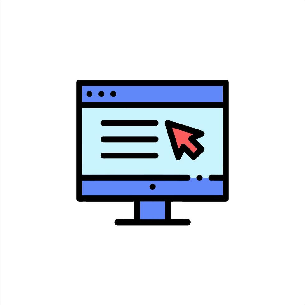 A computer monitor with a mouse pointing at it vector