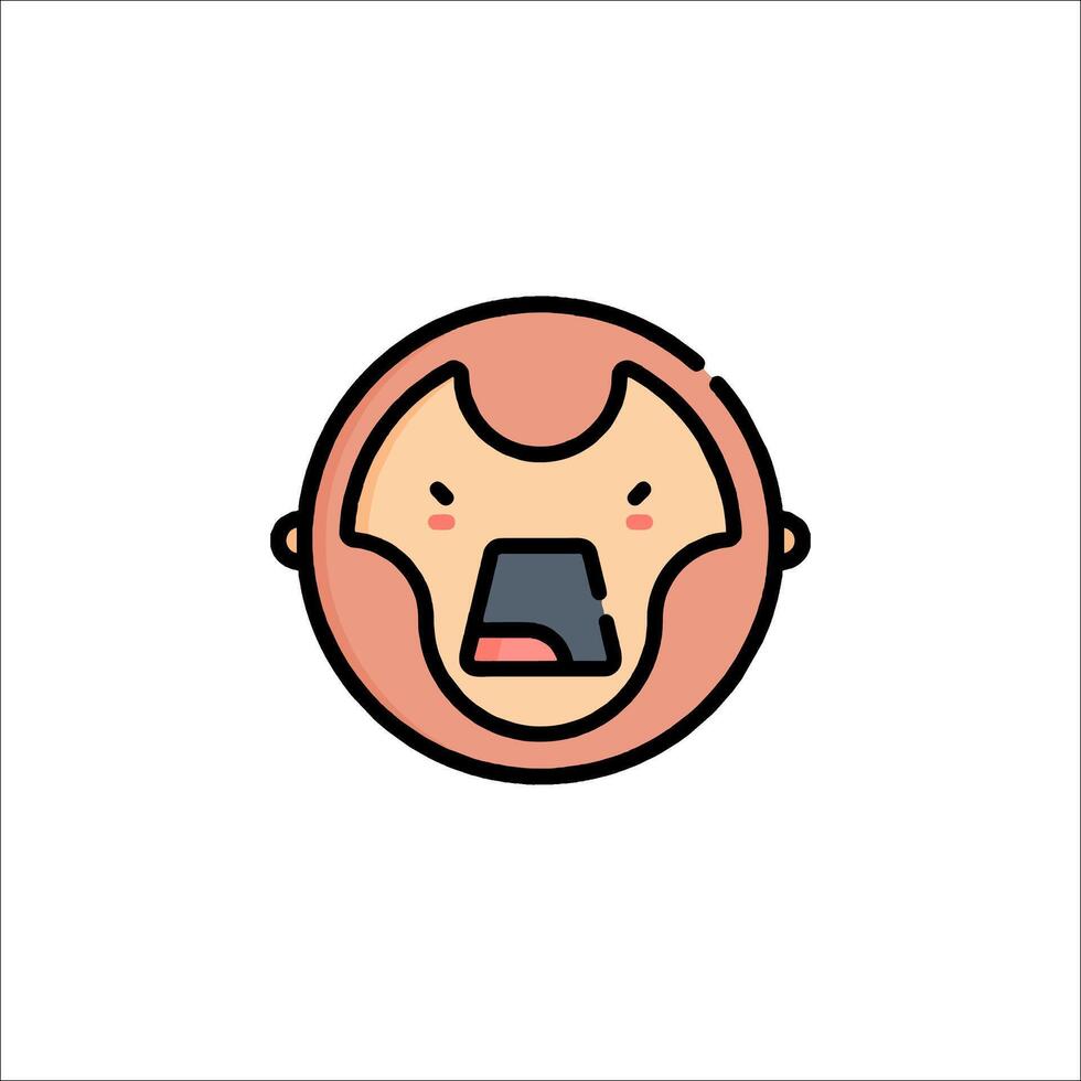 A cartoon character with a face and a nose vector