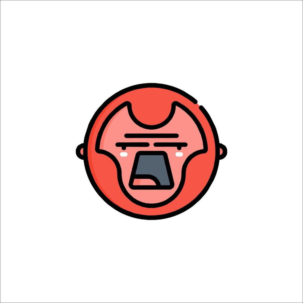 A cartoon face with a red nose and a red mouth vector