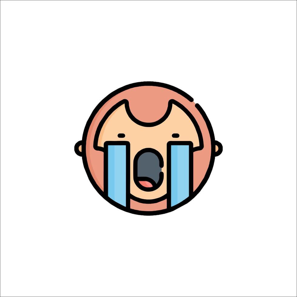 A cartoon face with a crying face vector