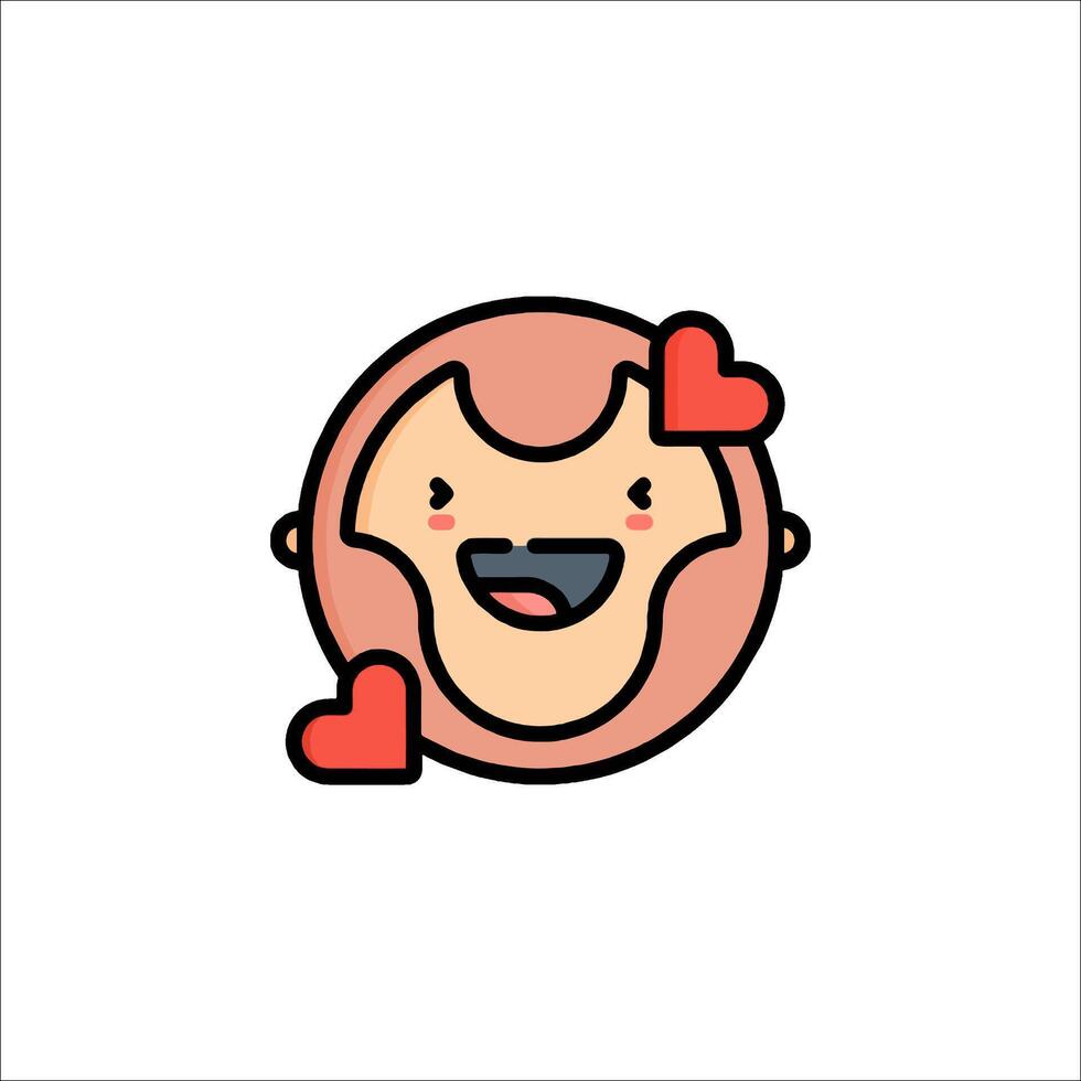 A cartoon face with hearts on it vector