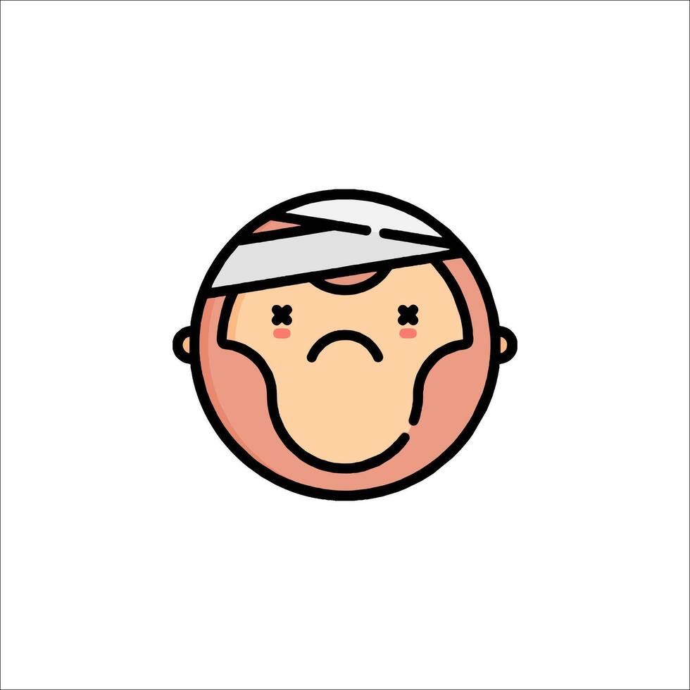 A cartoon character with bandages on his head vector