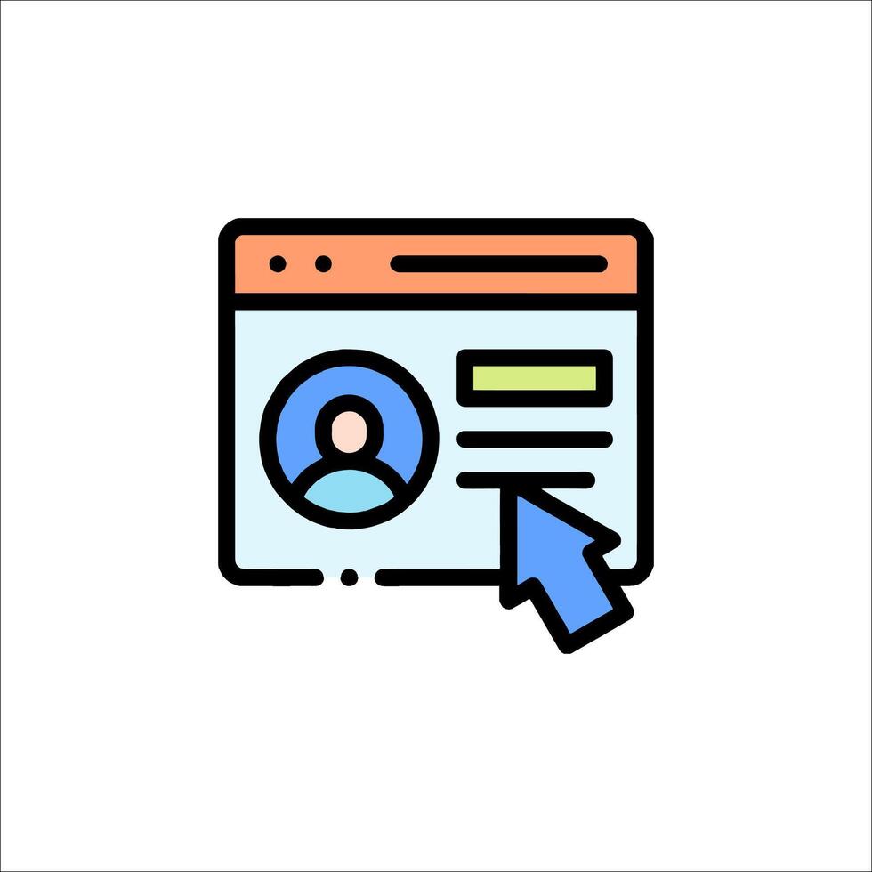 A person is looking at a computer screen with a blue arrow pointing to it vector