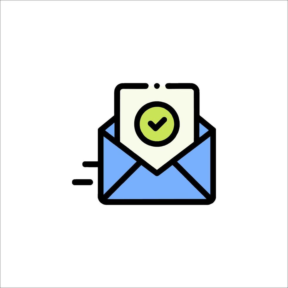 Email icon with a check mark on top vector