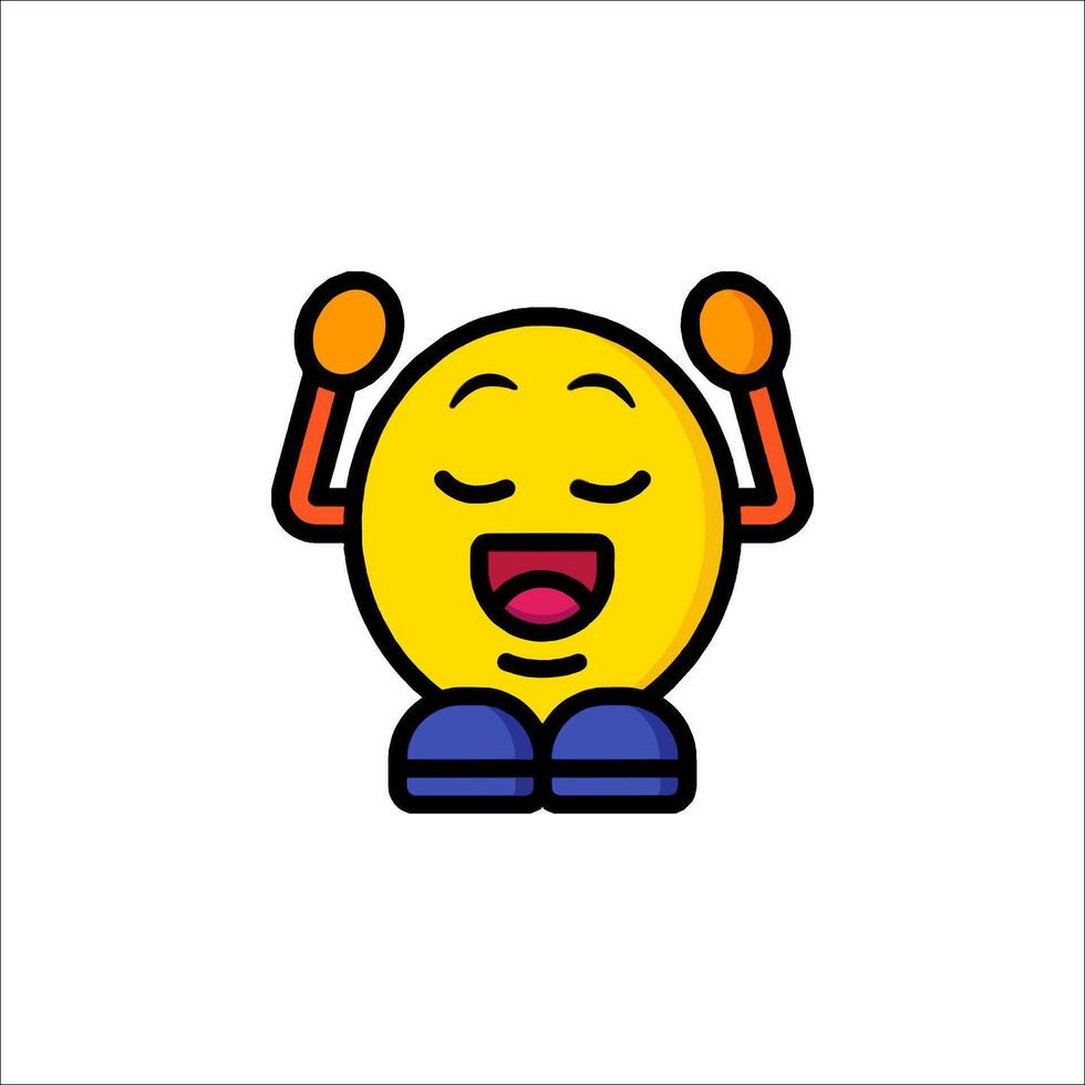 A cartoon emoticion with arms up and a smile vector