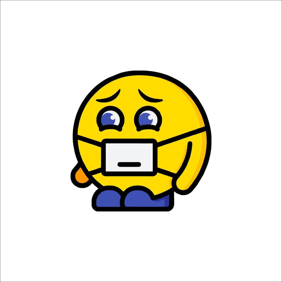 A cartoon emoticion with a mask on its face vector