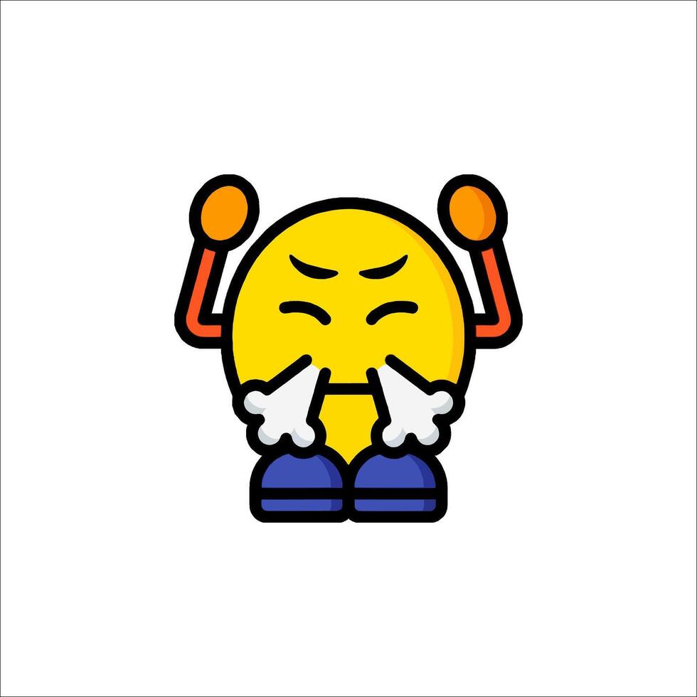 A cartoon emoticion with a hand up to his mouth vector