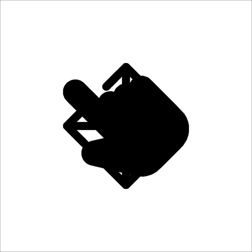 A black and white icon of a hand holding a piece of paper vector