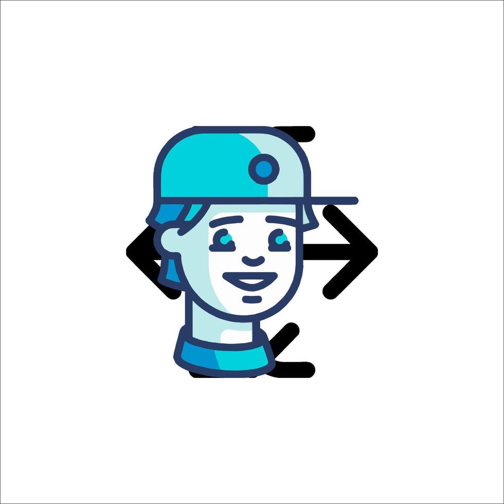A man in a baseball cap with an arrow pointing to it vector