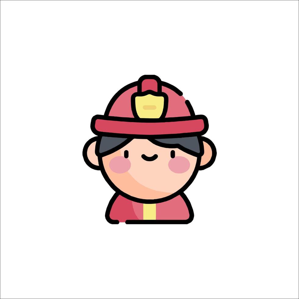 A cartoon fireman with a red hat vector
