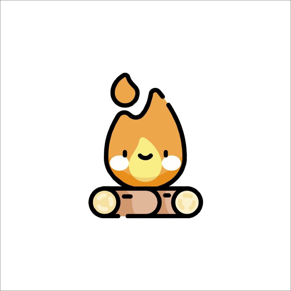 A cute little fire with a face on it vector