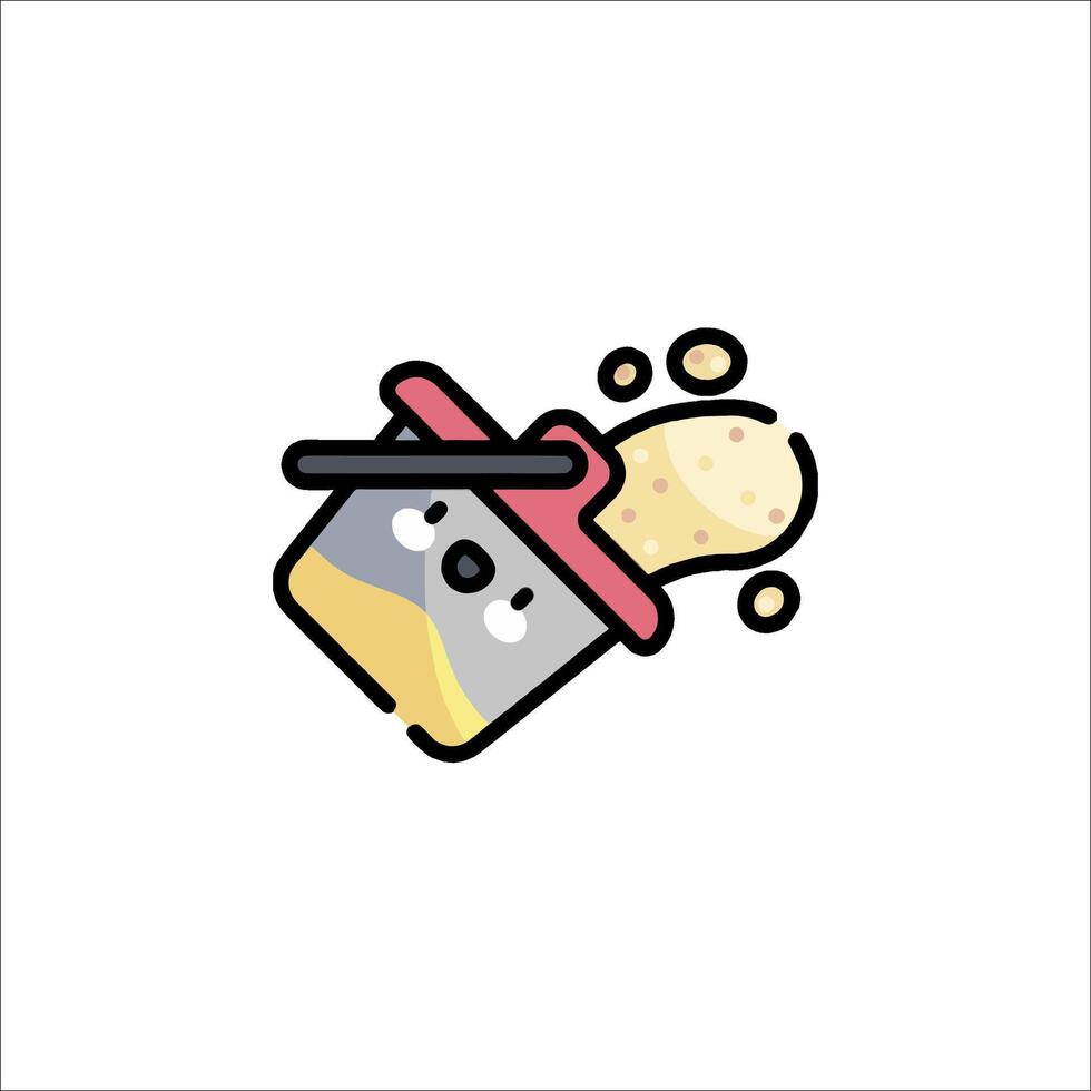 A cartoon character is holding a spoon and pouring something into a container vector