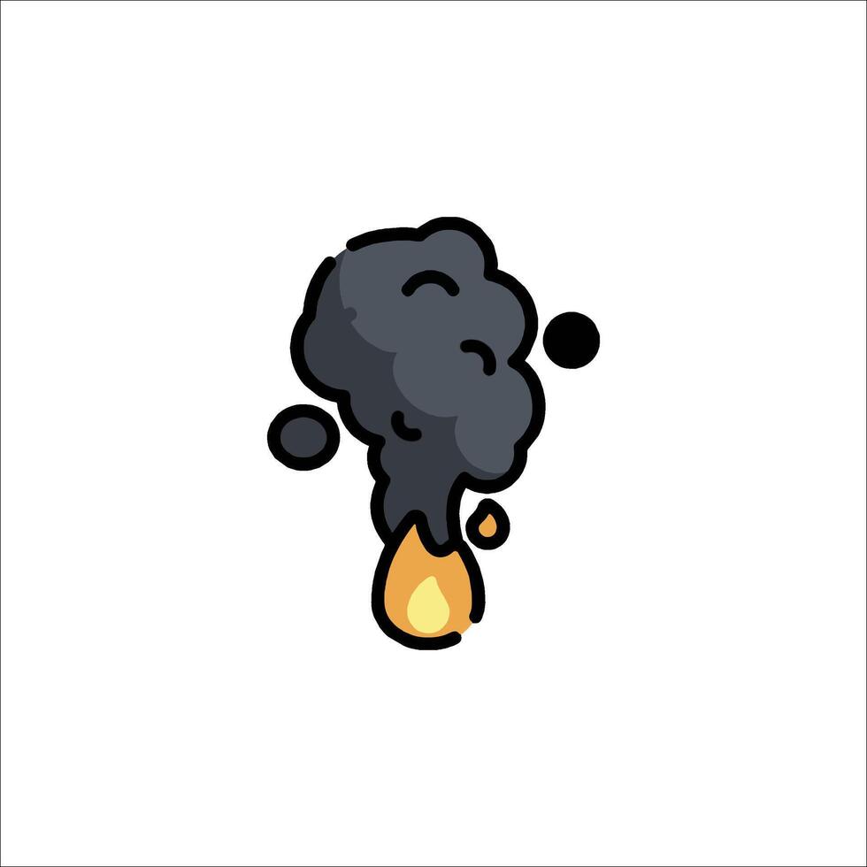 A cartoon black smoke cloud icon vector