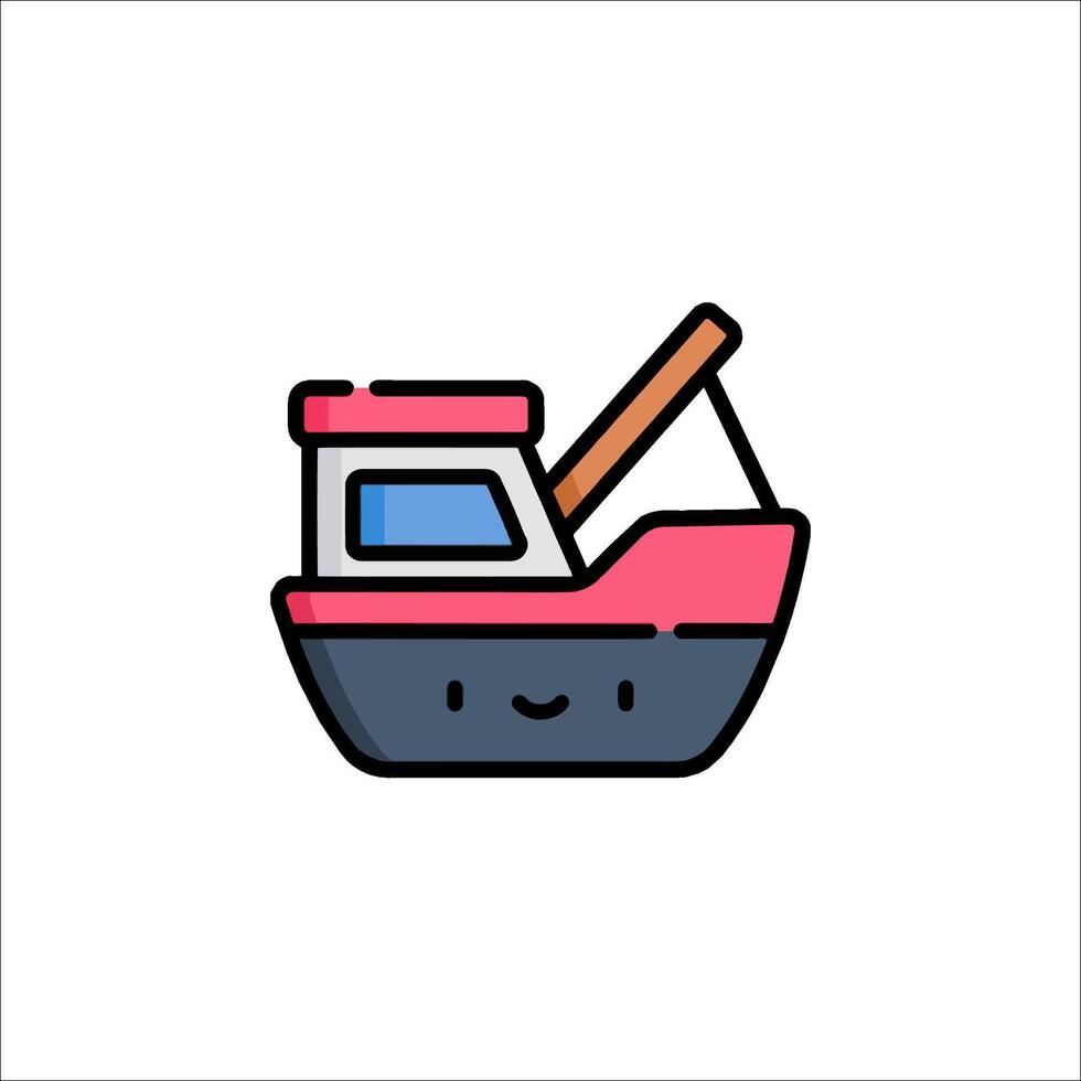 A cartoon boat with a fishing pole vector