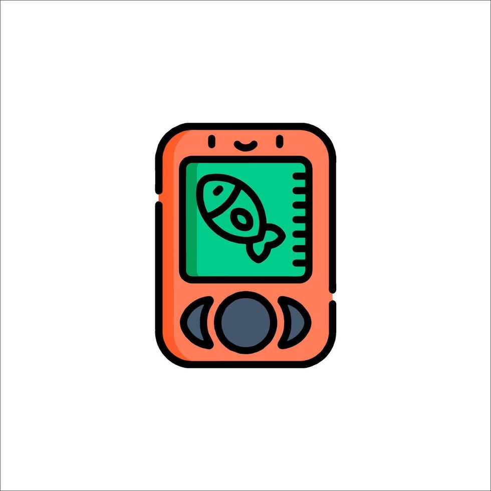 A phone with a fish on it in a line style vector