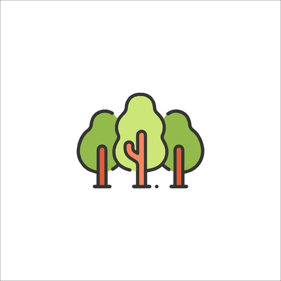 A line drawing of trees in a forest vector