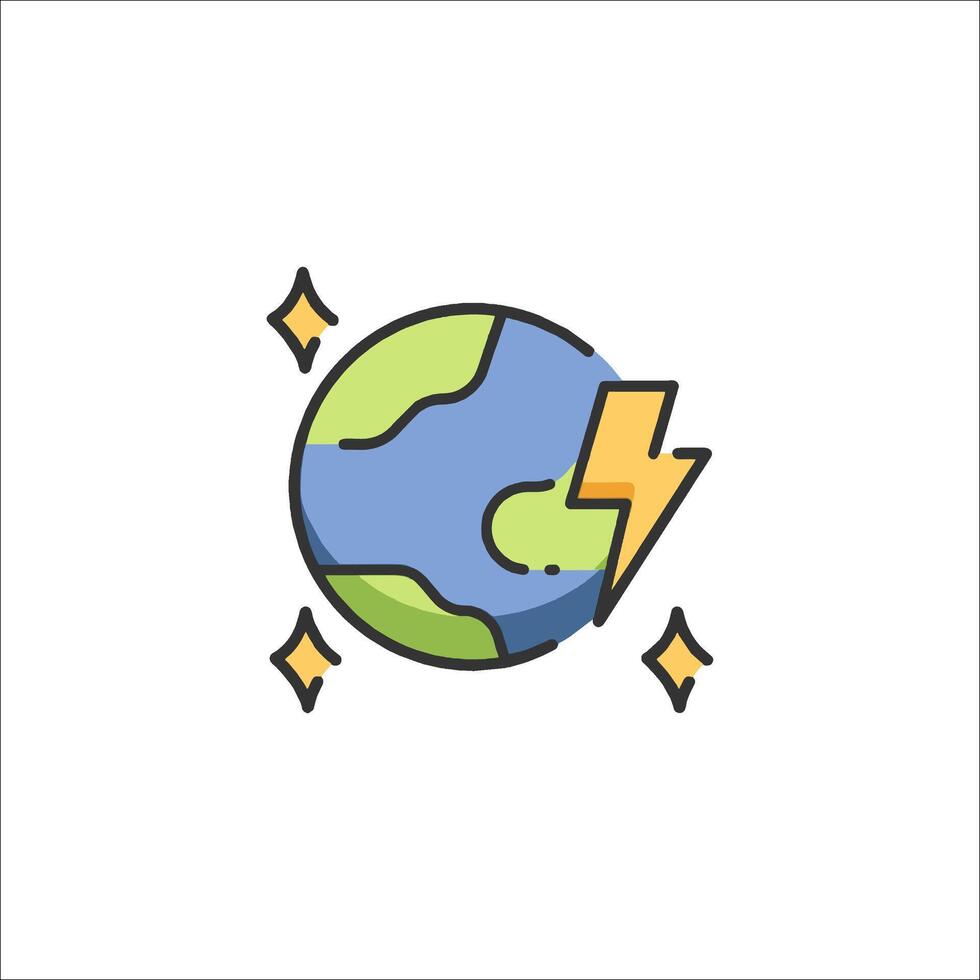 Earth with lightning icon vector