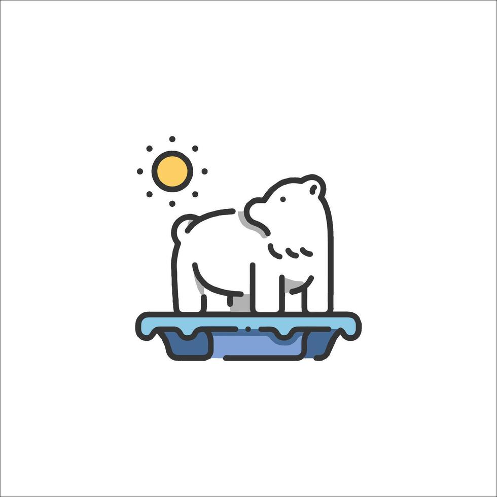 Polar bear on ice icon vector