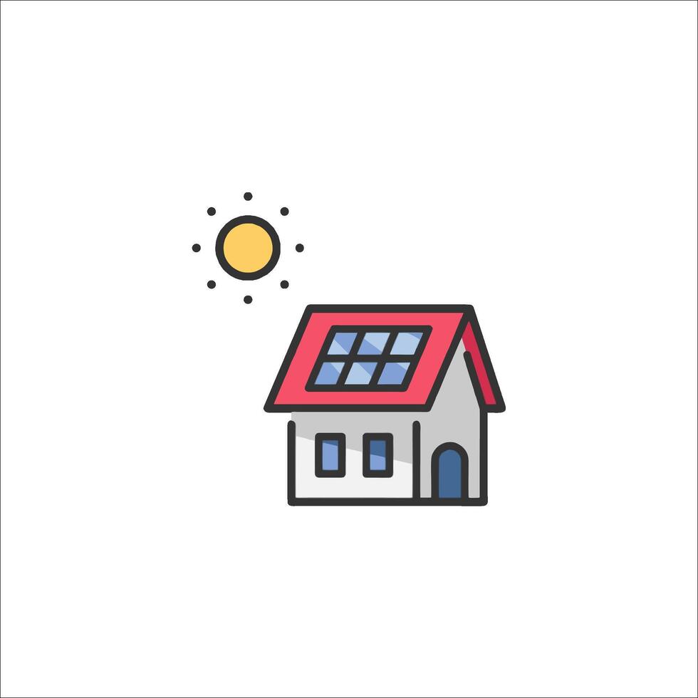 A house with solar panels on the roof vector