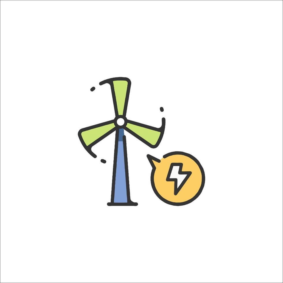 A wind turbine and a lightning bolt icon vector