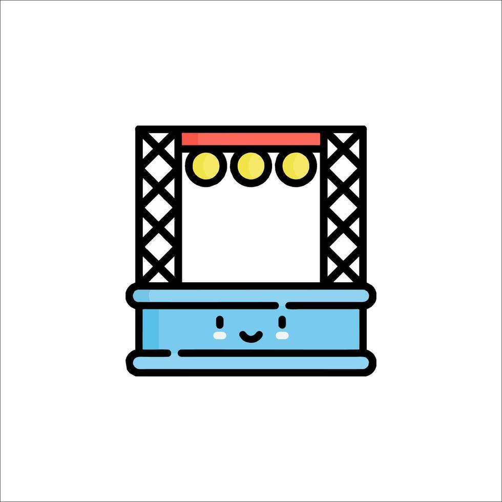 A cartoon character is standing in front of a stage vector