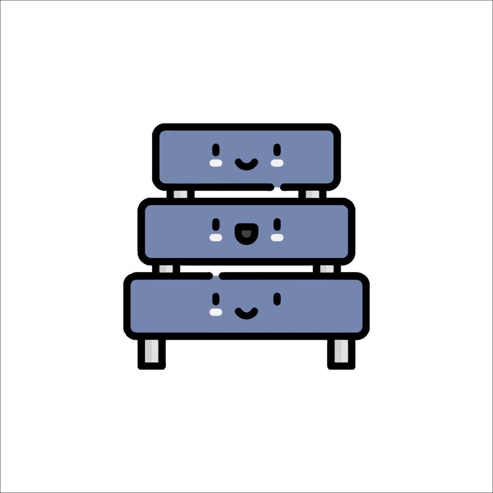 A stack of three blue boxes with faces on them vector