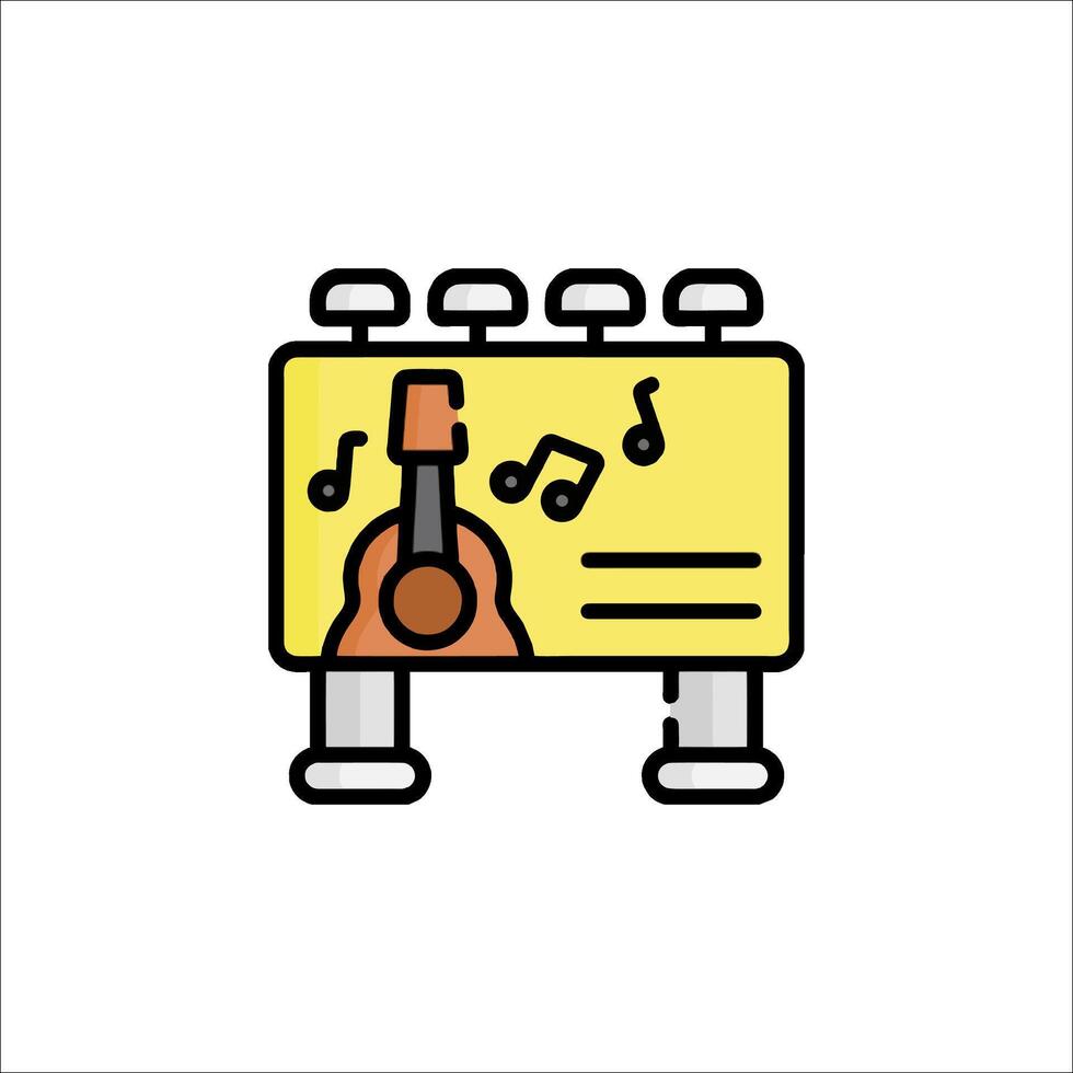 A guitar and music notes on a yellow box vector