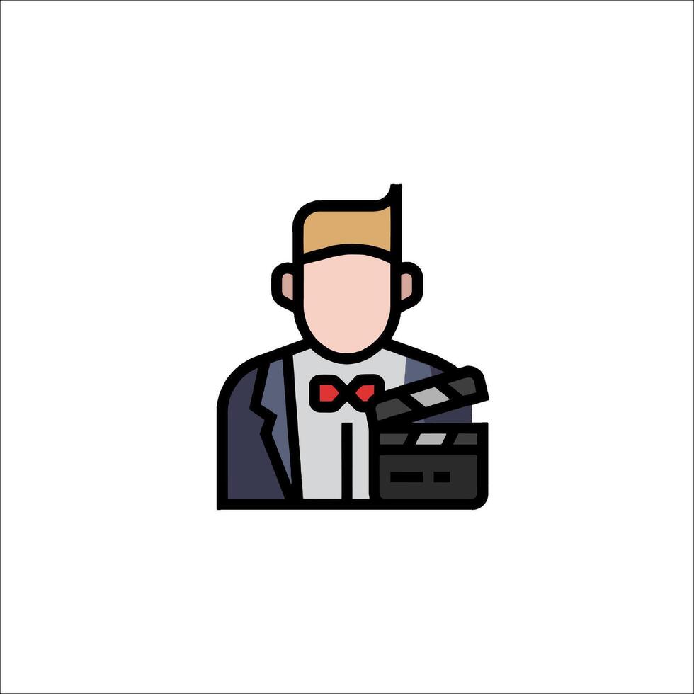 A man with a camera and a movie reel icon vector