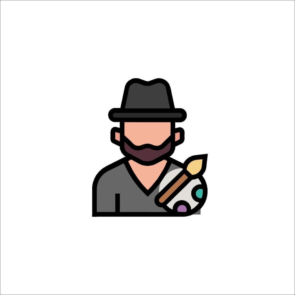 A man with a hat and a paintbrush icon vector