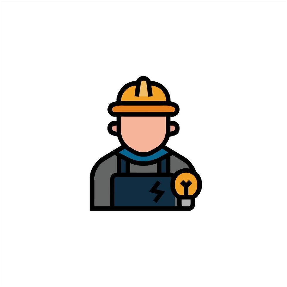 A man in a hard hat holding a light bulb vector