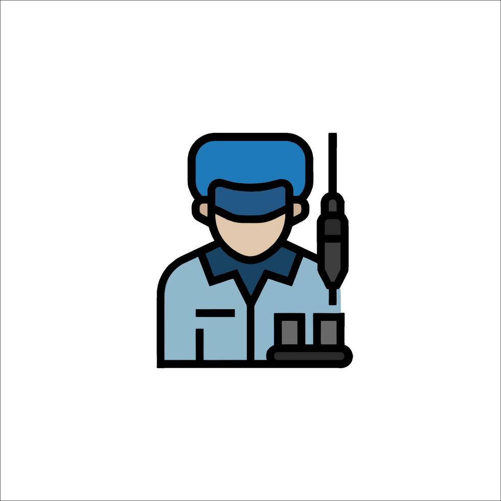 A man in a lab coat and goggles holding a test tube vector