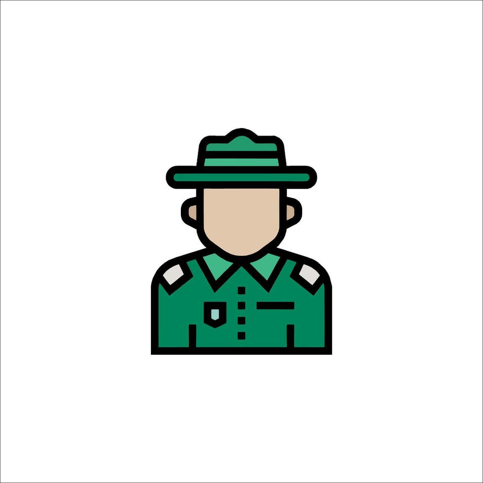 A green soldier icon on a white background vector
