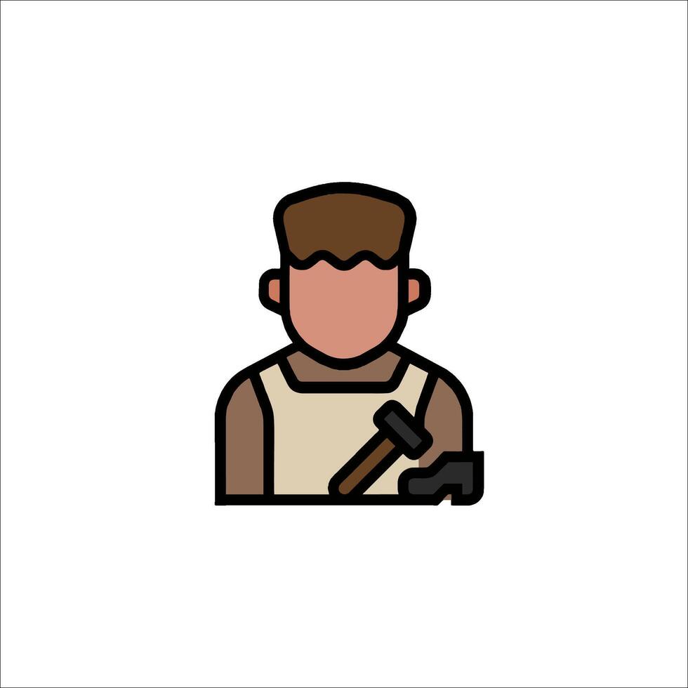 A man with a hammer and a hammer icon vector