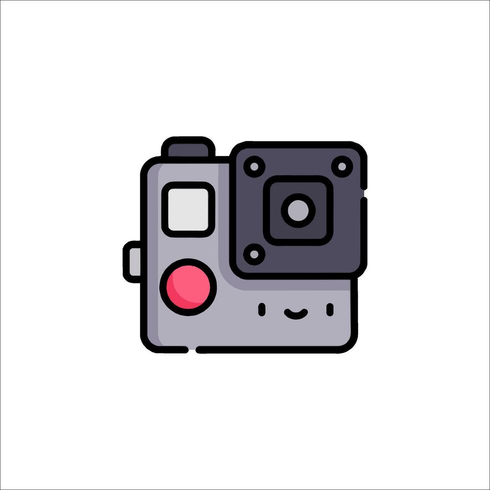 A camera icon with a smiley face vector