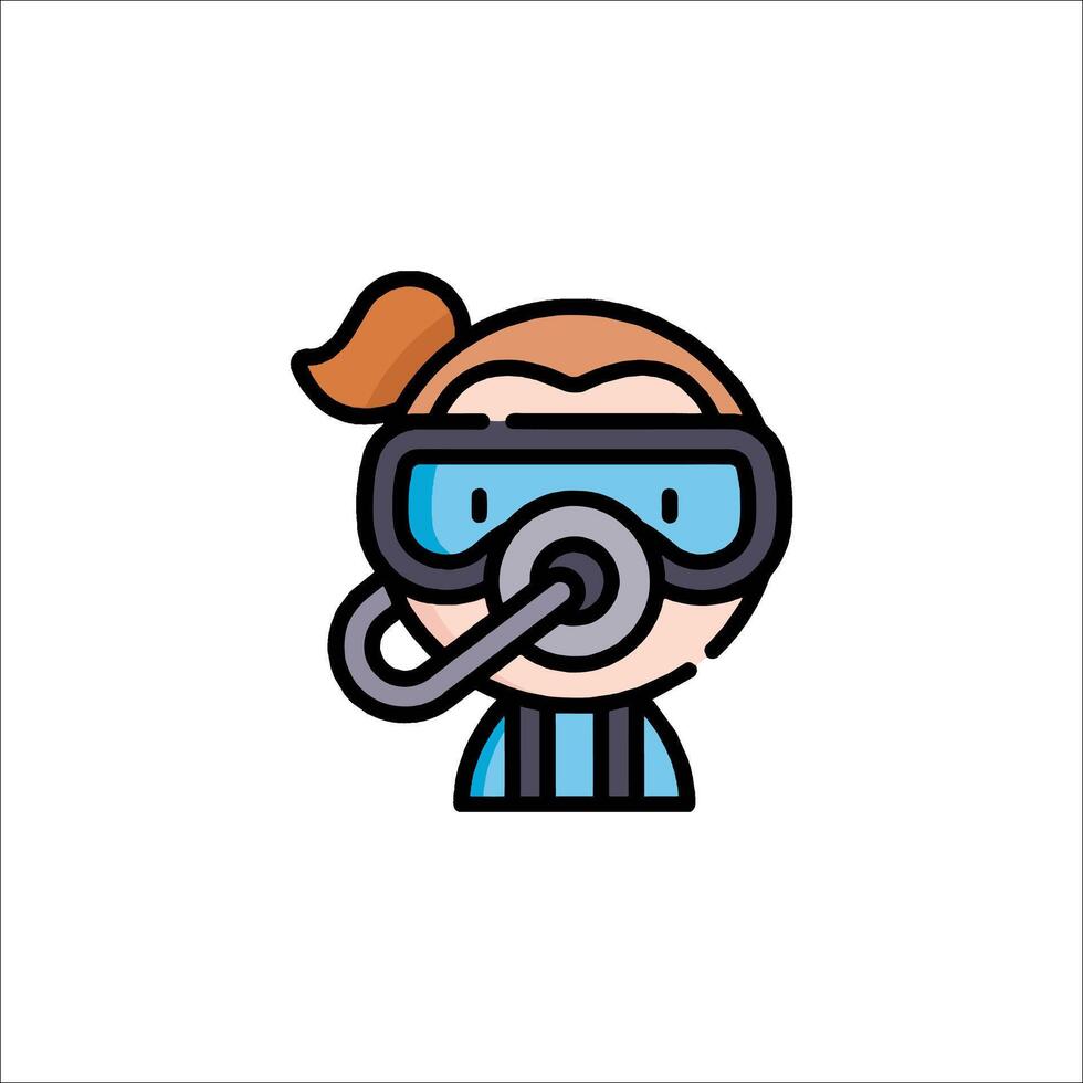 A cartoon character with a scuba mask and goggles vector