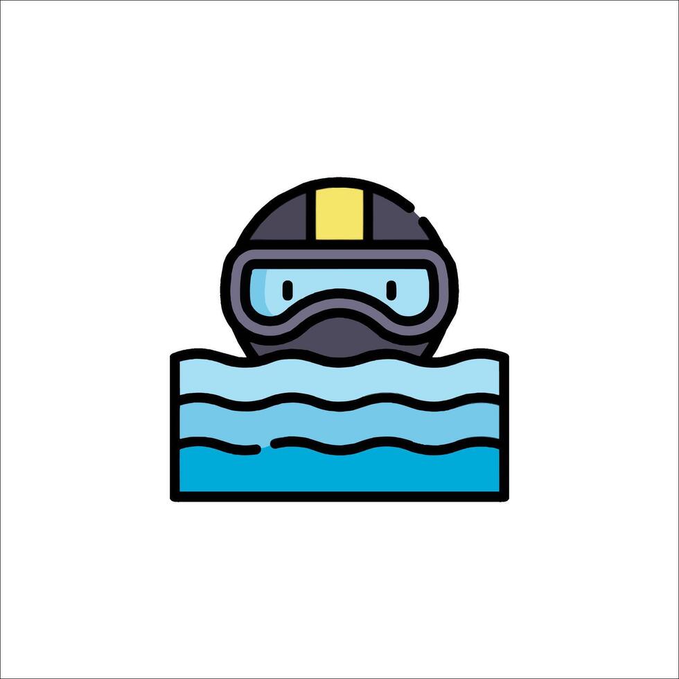 A man in a helmet and goggles is swimming in the water vector