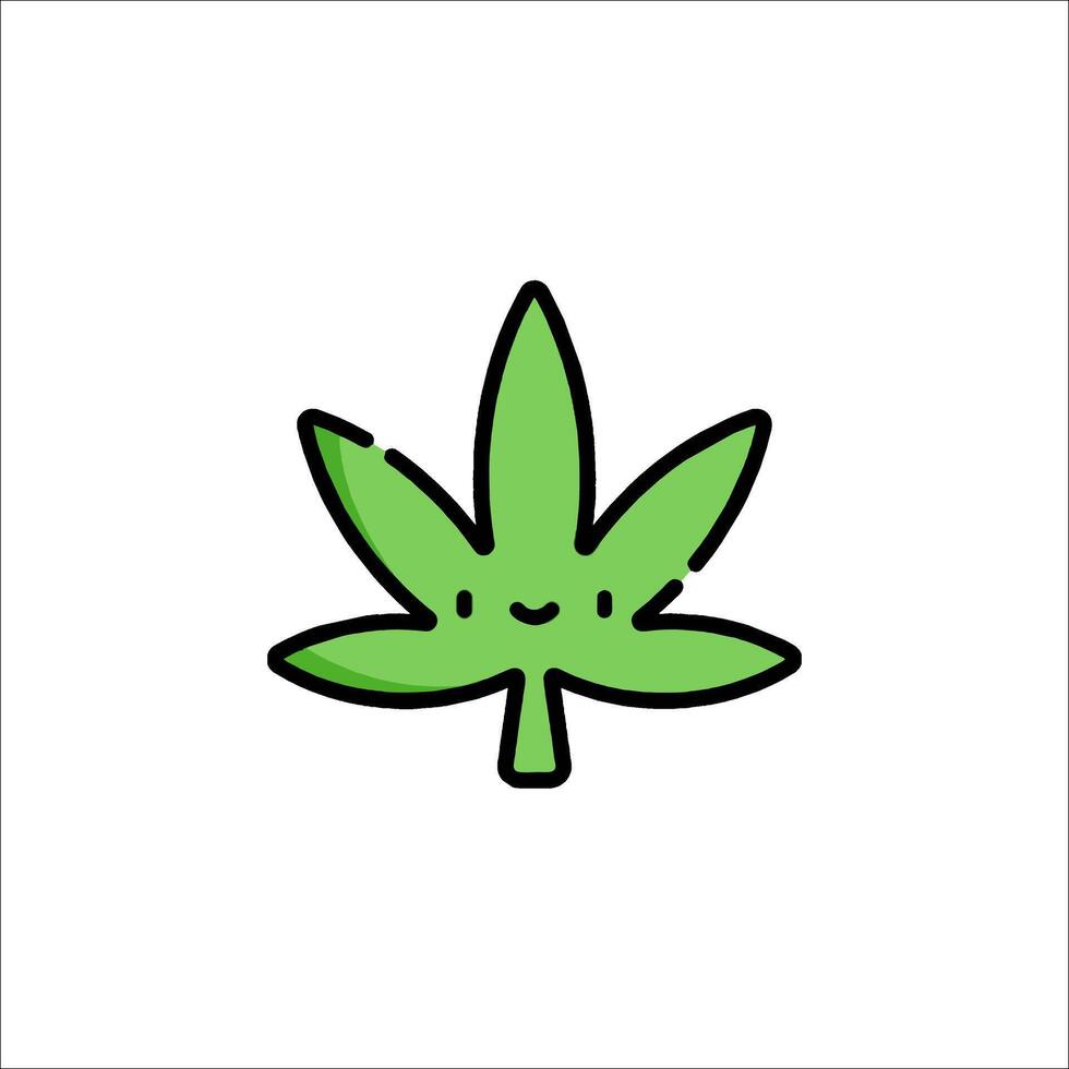 A marijuana leaf icon with a smiley face vector
