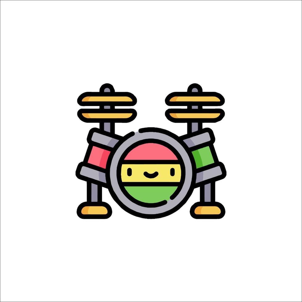 A colorful drum icon with a smiley face vector