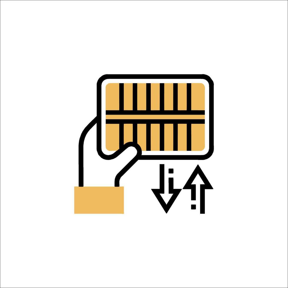 A person holding a card with a barcode on it vector