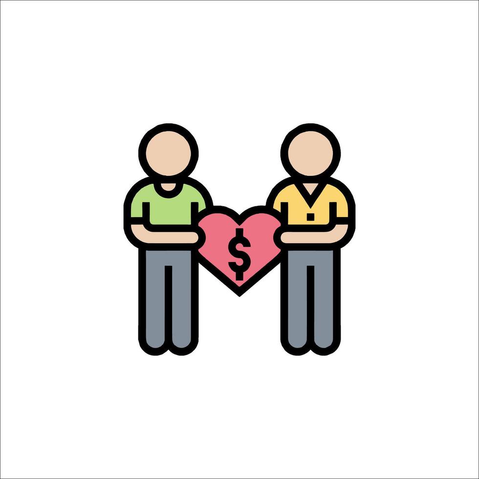 Two people holding a heart with a dollar sign vector
