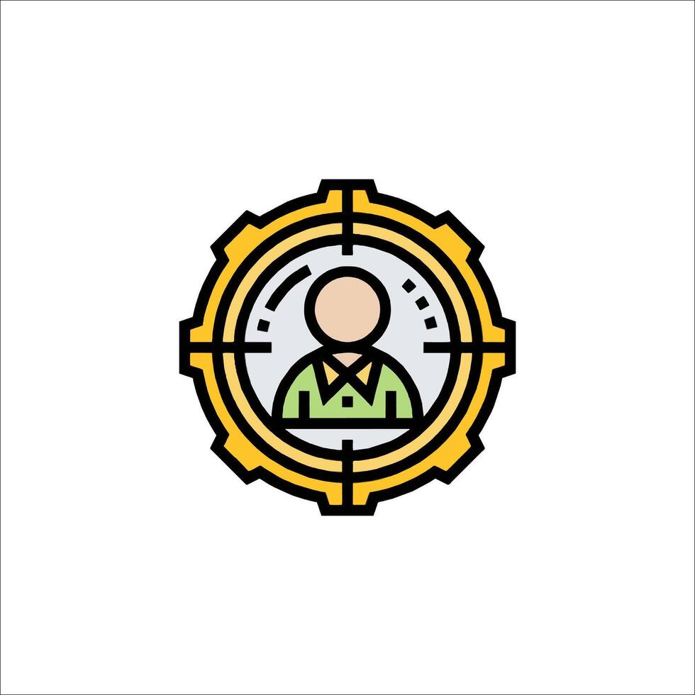 A man in a round circle with a gun vector