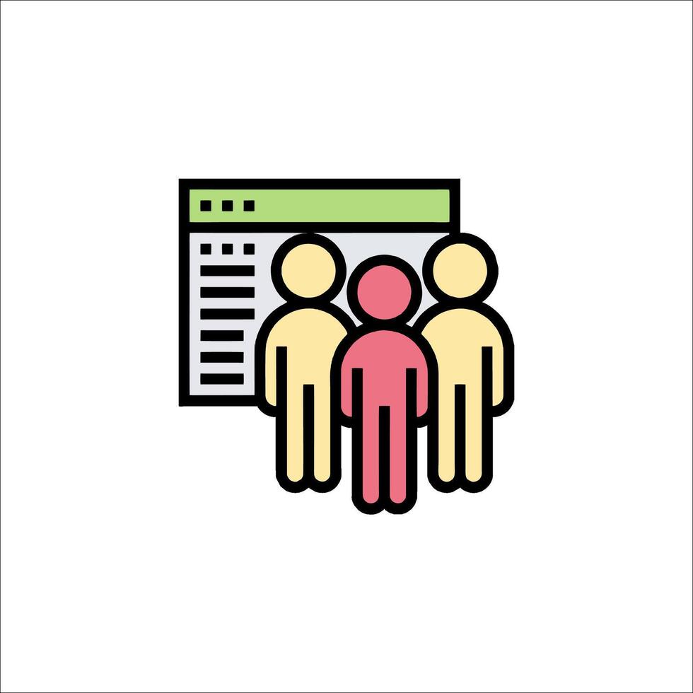 People in front of a computer icon vector