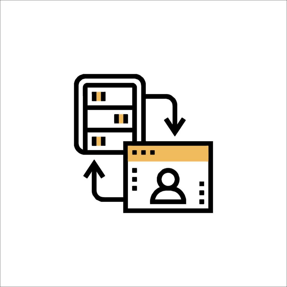 A file server icon with a person in the middle vector