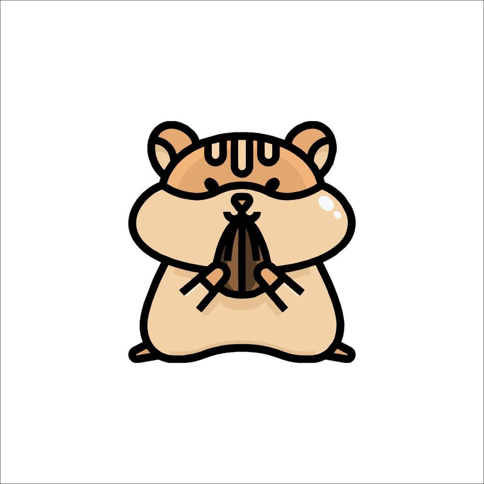 A cartoon hamster sitting on its hands and holding a piece of paper vector
