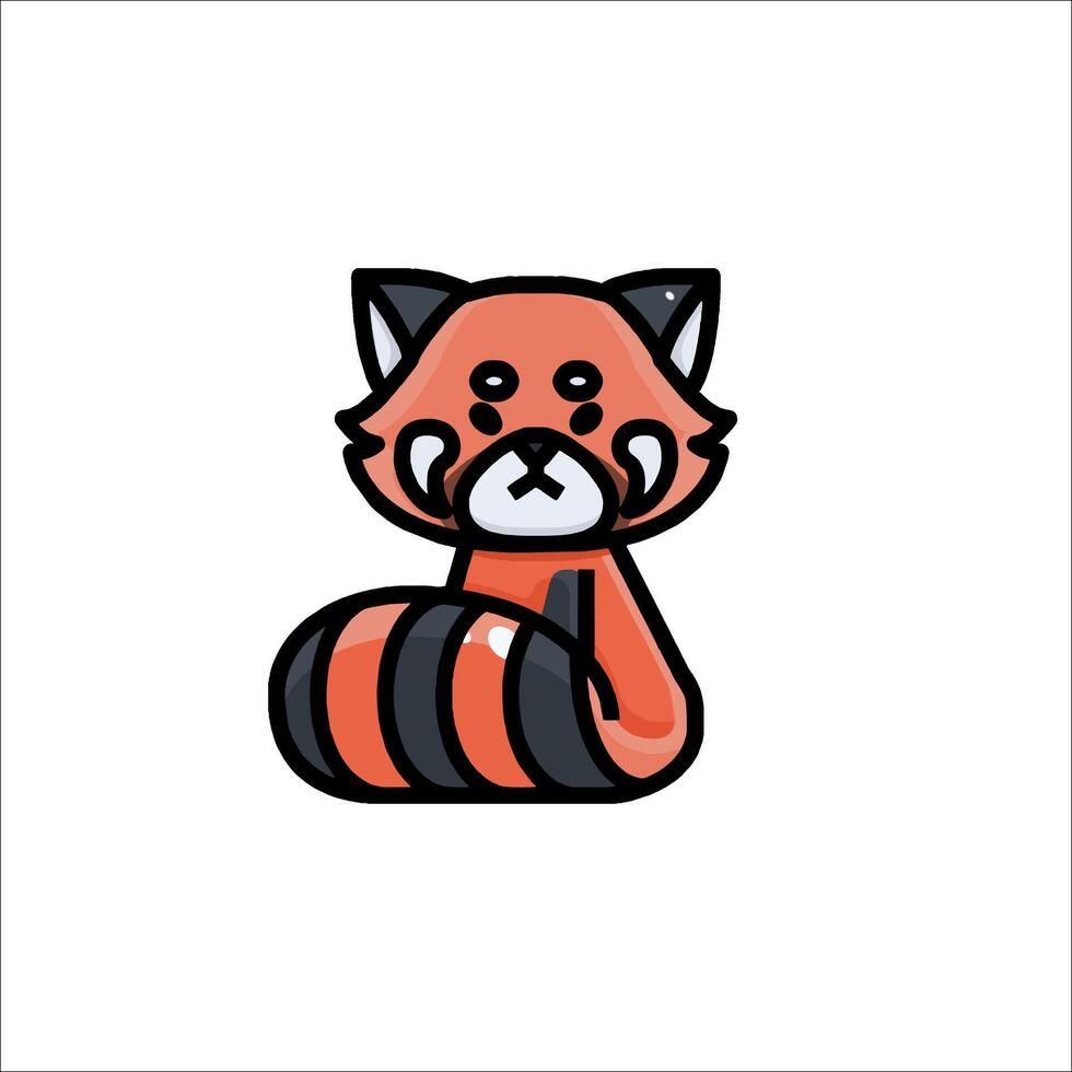 A red panda is sitting on a white background vector