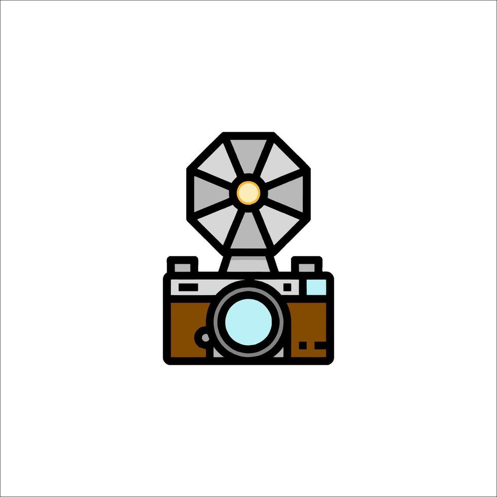 A camera icon with a light on top vector